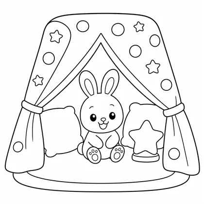 Dibujo de conejo en fuerte de mantas para colorear