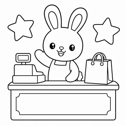 Dibujo de conejo en una tienda para colorear