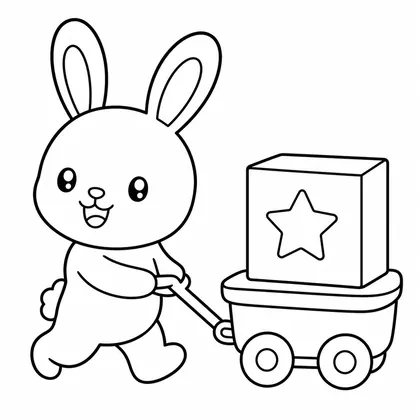 Dibujo de conejo entregando un paquete para colorear