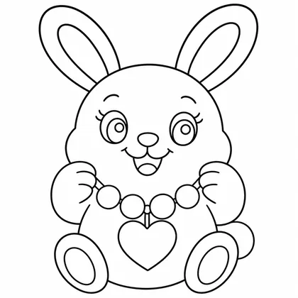 Dibujo de conejo haciendo un collar para colorear
