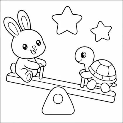 Dibujo de conejo en un balancin para colorear