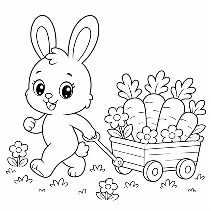 Rabbit with carrot cart coloring page
