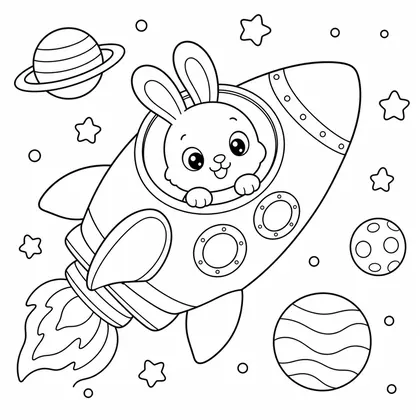 Astronaut rabbit coloring page