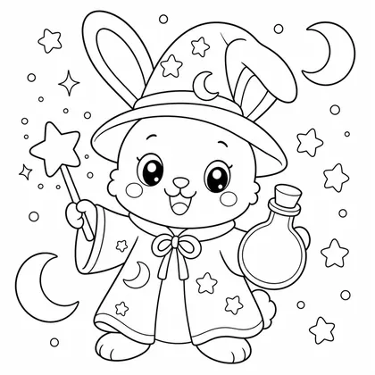 Magician rabbit coloring page