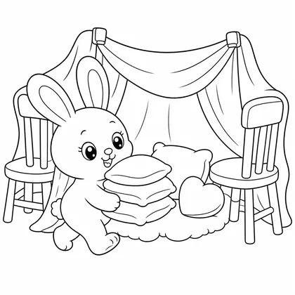 Rabbit getting the bed ready coloring page