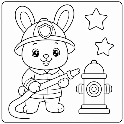 Dibujo de conejo bombero para colorear