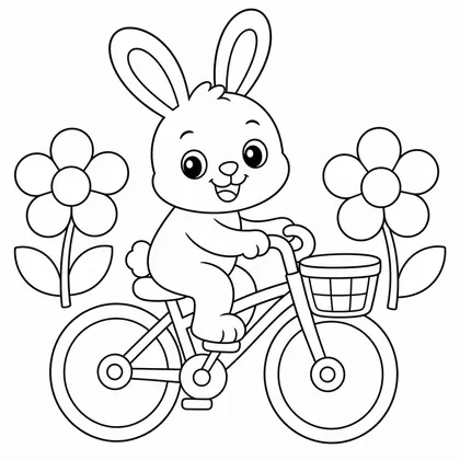 Dibujo de conejo en bicicleta para colorear