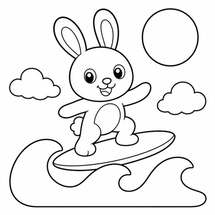 Dibujo de conejo surfeando para colorear