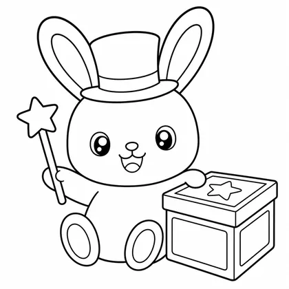 Dibujo de conejo mago con varita para colorear