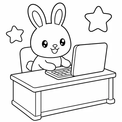 Dibujo de conejo usando ordenador para colorear