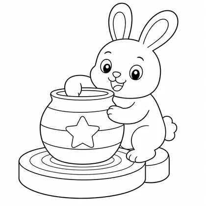 Dibujo de conejo haciendo ceramica para colorear