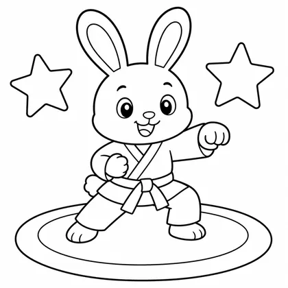 Dibujo de conejo practicando karate para colorear