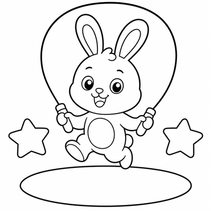Dibujo de conejo saltando a la comba para colorear