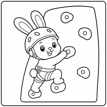 Dibujo de conejo escalando para colorear
