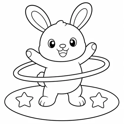 Dibujo de conejo con hula hoop para colorear