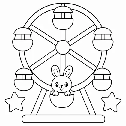 Dibujo de conejo en la noria para colorear