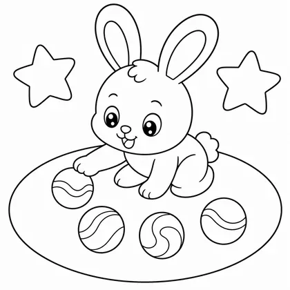 Dibujo de conejo jugando a las canicas para colorear