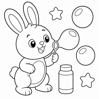 Dibujo de conejo haciendo burbujas para colorear