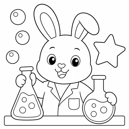 Dibujo de conejo haciendo un experimento para colorear