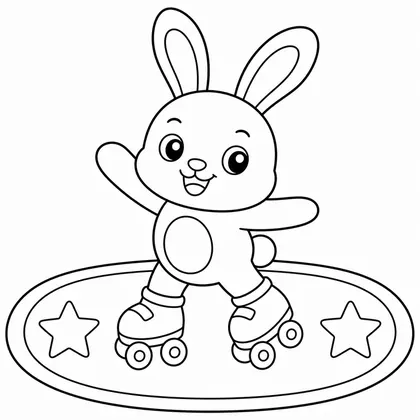 Dibujo de conejo con patines para colorear