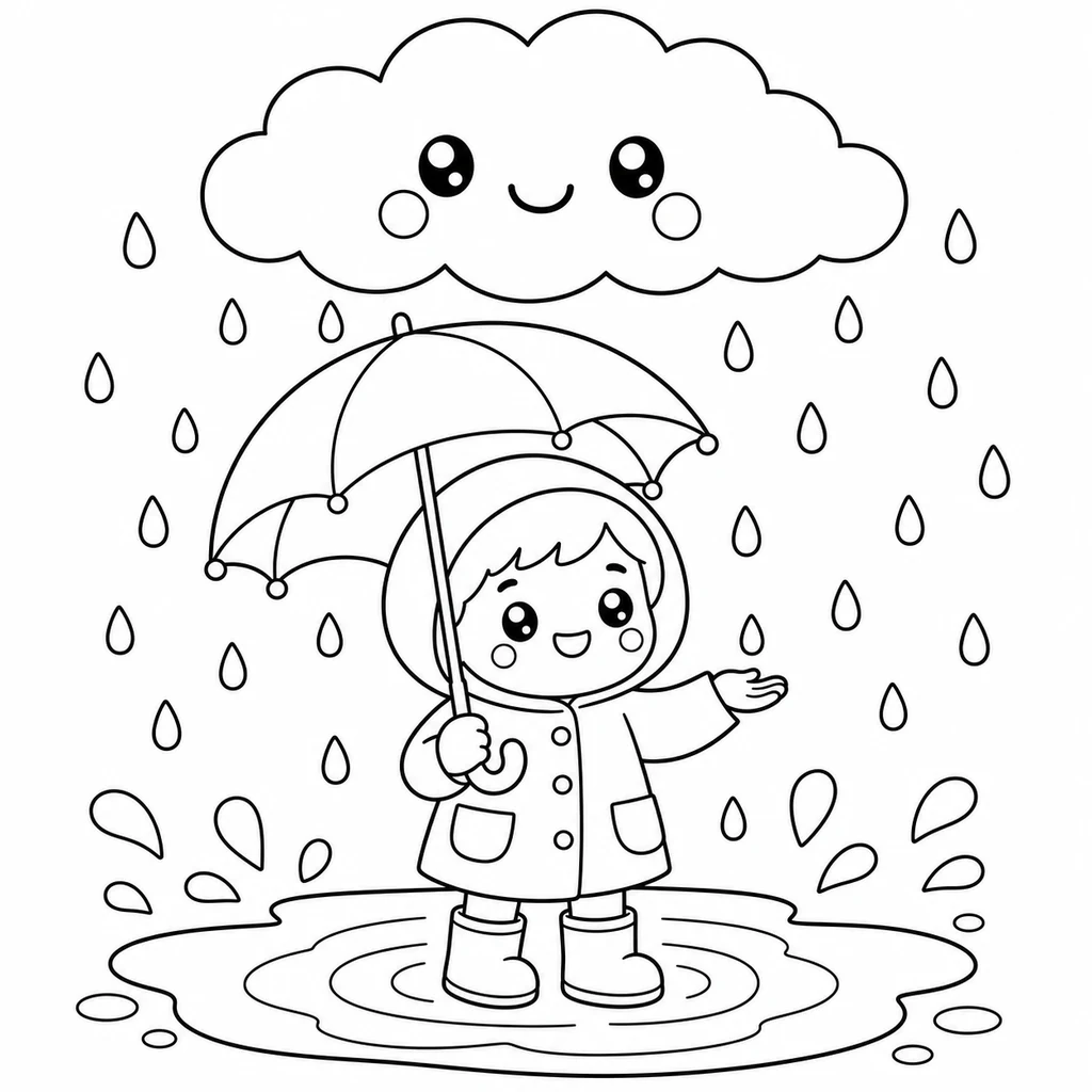 Ausmalbild Regen 3