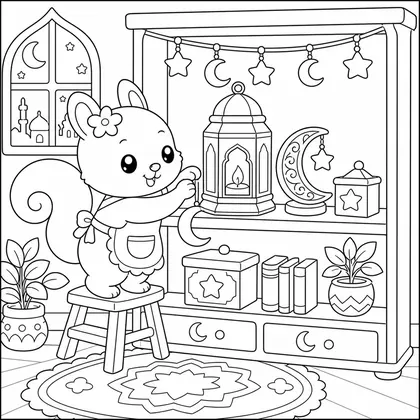 Dibujo de decorando estanteria de ramadan para colorear