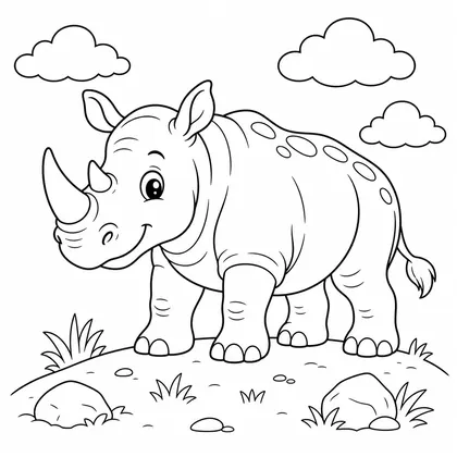 Rhino on a hill coloring page