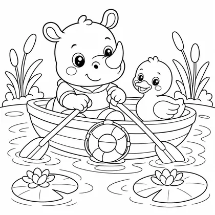 Rhino with an apple stand coloring page