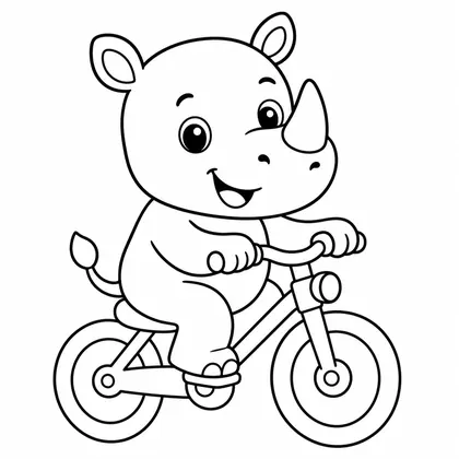 Dibujo de rinoceronte en bicicleta para colorear