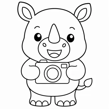 Dibujo de rinoceronte con cámara para colorear