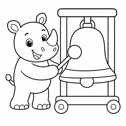 Dibujo de rinoceronte con campana para colorear
