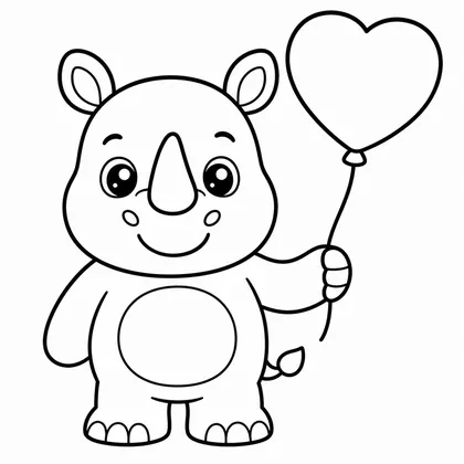 Dibujo de rinoceronte con cupido para colorear