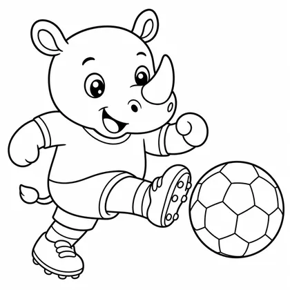 Dibujo de rinoceronte con pelota para colorear