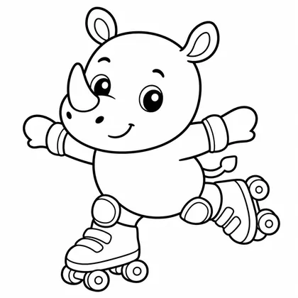 Dibujo de rinoceronte con patín para colorear