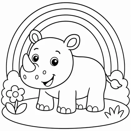 Dibujo de rinoceronte con arco para colorear