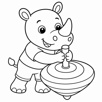Dibujo de rinoceronte con trompo para colorear