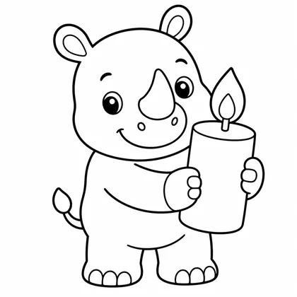 Dibujo de rinoceronte con vela para colorear
