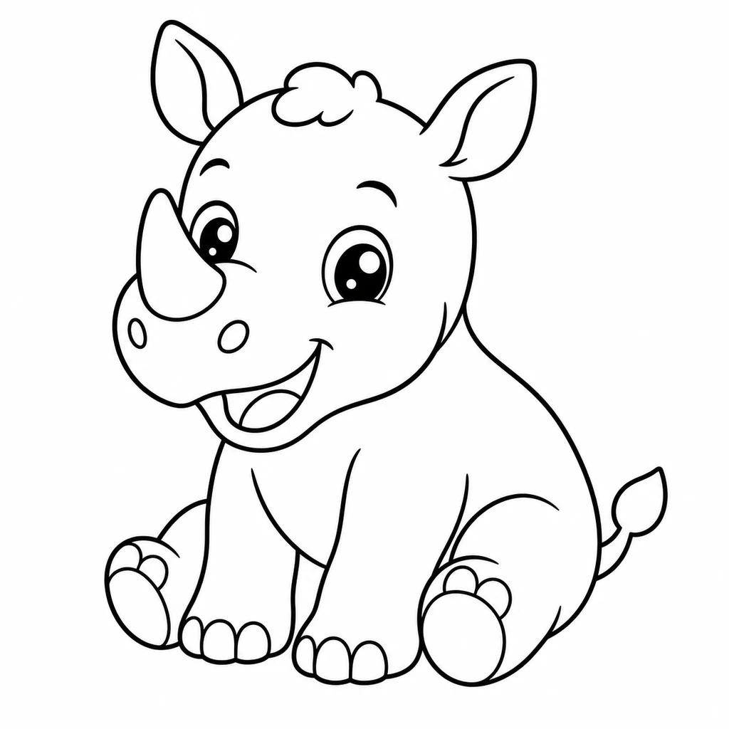 Coloriage : Rhinocéros assis