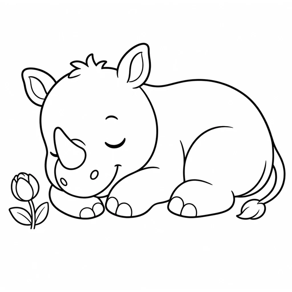 Coloriage : Rhinocéros endormi