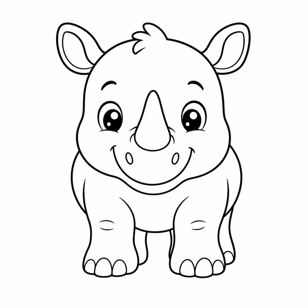Coloriage : Rhinocéros de face