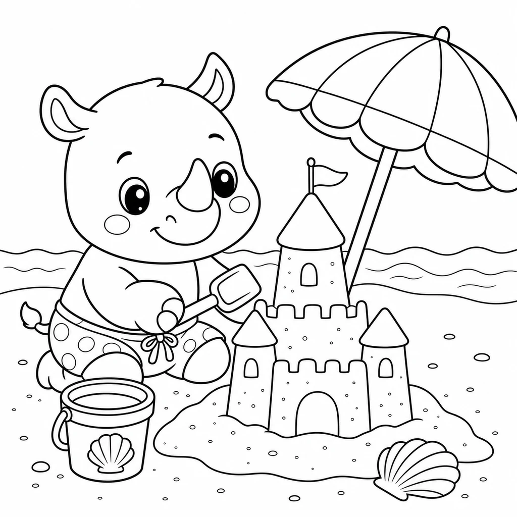 Coloriage : Rhinocéros dans une barque