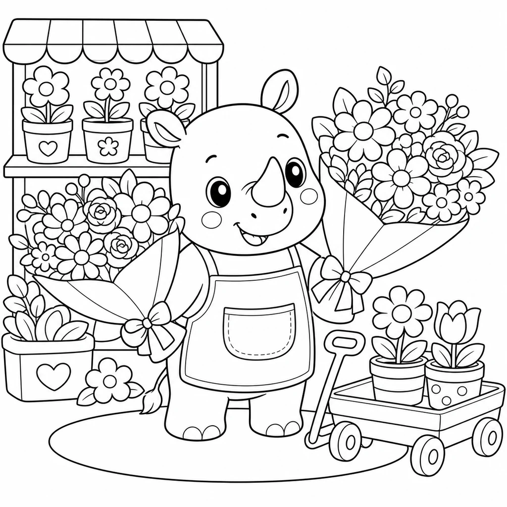Coloriage : Rhinocéros explorateur