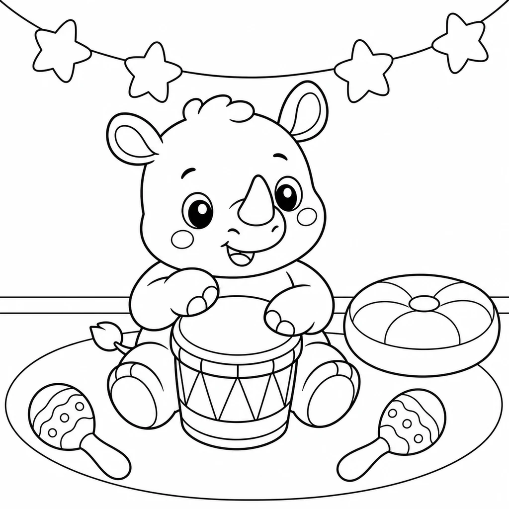 Coloriage : Rhinocéros chez le fleuriste
