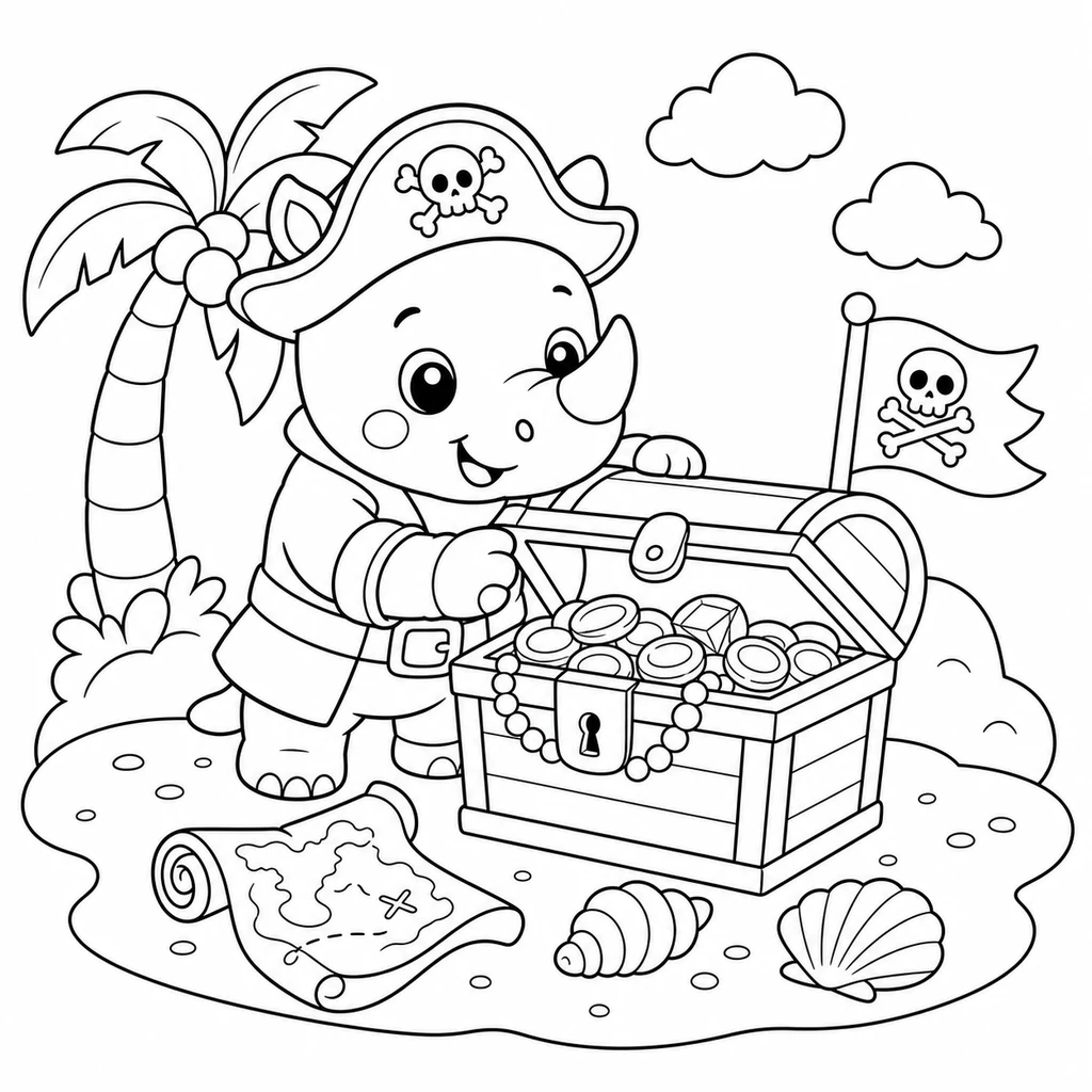 Coloriage : Rhinocéros avec un tambour