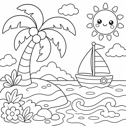 Ausmalbild Landschaft 3