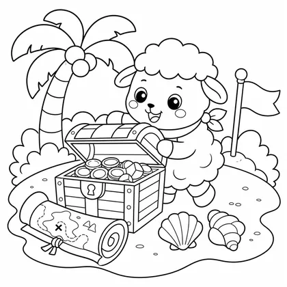 Sheep with a drum coloring page