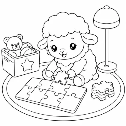 Dibujo de oveja con rompecabezas para colorear