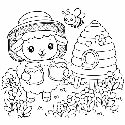Dibujo de oveja apicultora para colorear