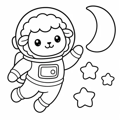 Dibujo de oveja astronauta para colorear