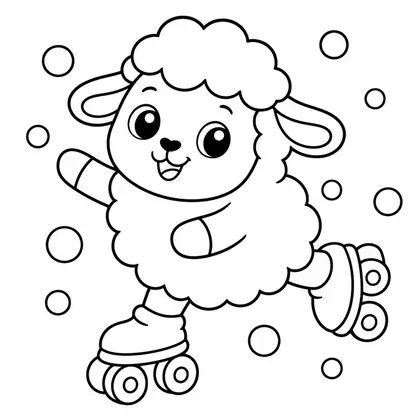 Dibujo de oveja en patines para colorear